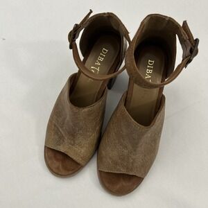 DIBA True Heels Women 6.5‎ Brown Buckle Ankle Strap Block Heel 285